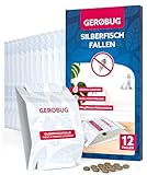 Gerobug Silberfischfalle 12 Stück - Leimfalle mit giftfreiem Lockmittel zur Befallskontrolle in Allen Wohnräumen - Extra Starke Silberfischfalle Klebefalle + Bonus-Guide zum Silberfische bekämpfen