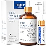 HIQILI Lavendelöl 100ml,100% Reines Natürliches Lavendelöl Ätherisches öl Aromatherapieöl für Guten Schlaf, Schönheit, Massage, Diffusoren,Duftlampe, Seife