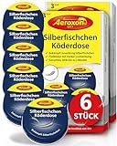 Aeroxon Silberfische Bekämpfen, Silberfisch Köderdose, (6 Dosen) - Silberfische Falle, Silberfischfalle, Papierfische Falle, Papierfische Bekämpfen