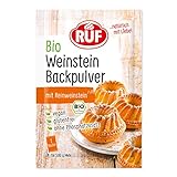RUF Bio Weinstein-Backpulver, ohne Phosphatzusatz, Backtriebmittel zum Backen von Kuchen, Torten, Muffins und Cupcakes, glutenfrei und vegan, 3 x 20g